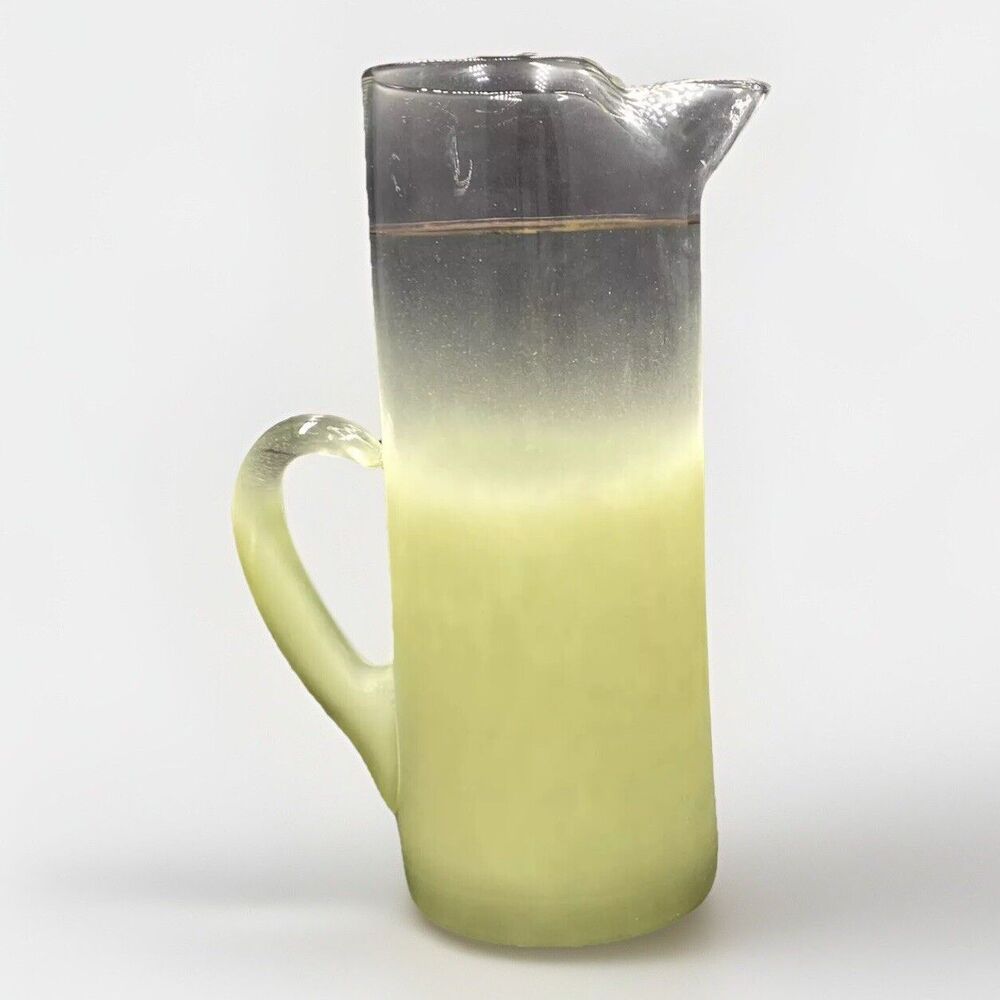 Yellow Green Frosted Blendo Vintage 1950’s Gold Trim Juice Pitcher 11” Tall